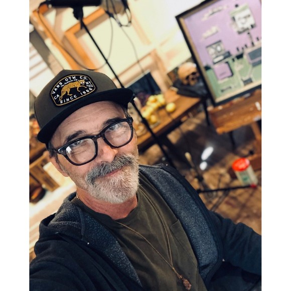 Floral Still Life Skull 20x24 Acrylic on Linen In Wood Mid century Modern Frame - Picture 7 of 7